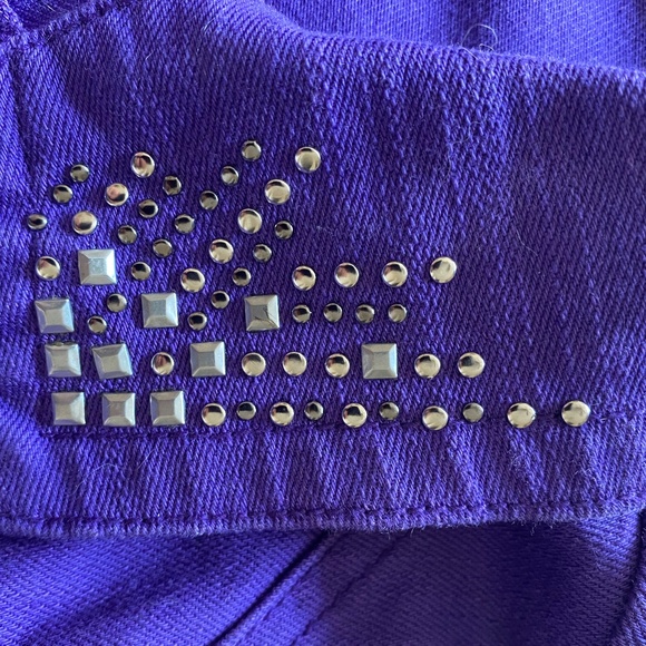One World Purple Denim Jacket with Metal Studded Detail, Size M - Picture 10 of 12